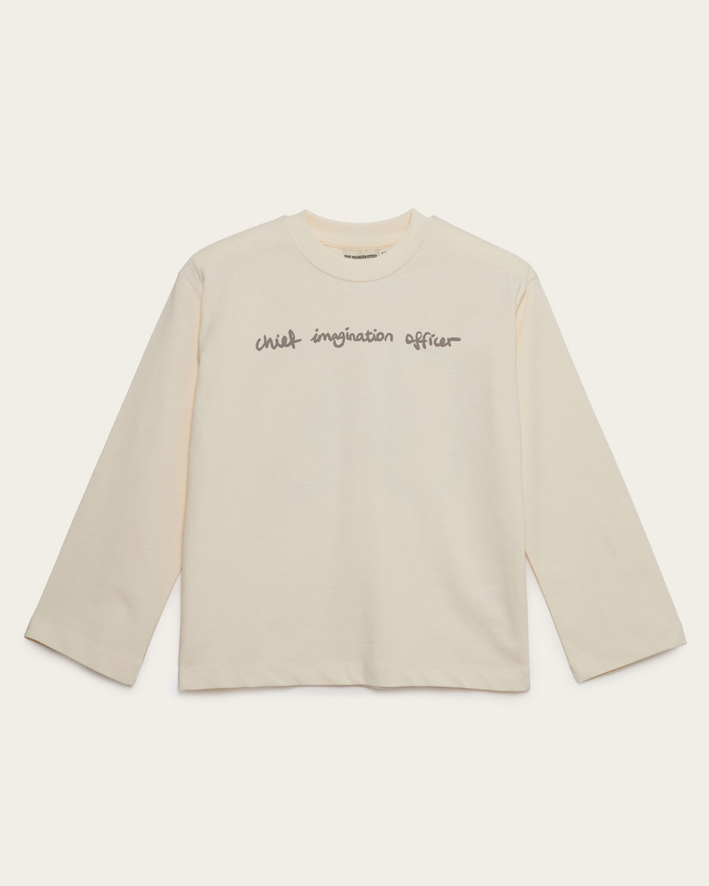 CHIEF IMAGINATION OFFICER Organik pamuk Uzun Kollu Krem T-Shirt Nº03