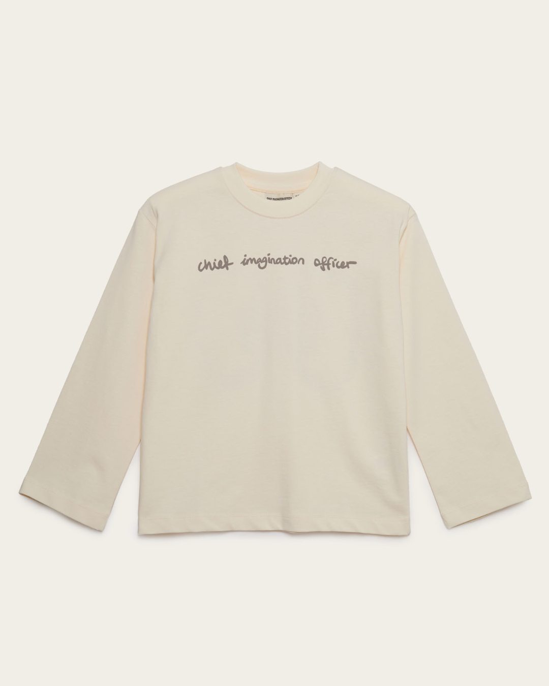 CHIEF IMAGINATION OFFICER Organik pamuk Uzun Kollu Krem T-Shirt Nº03