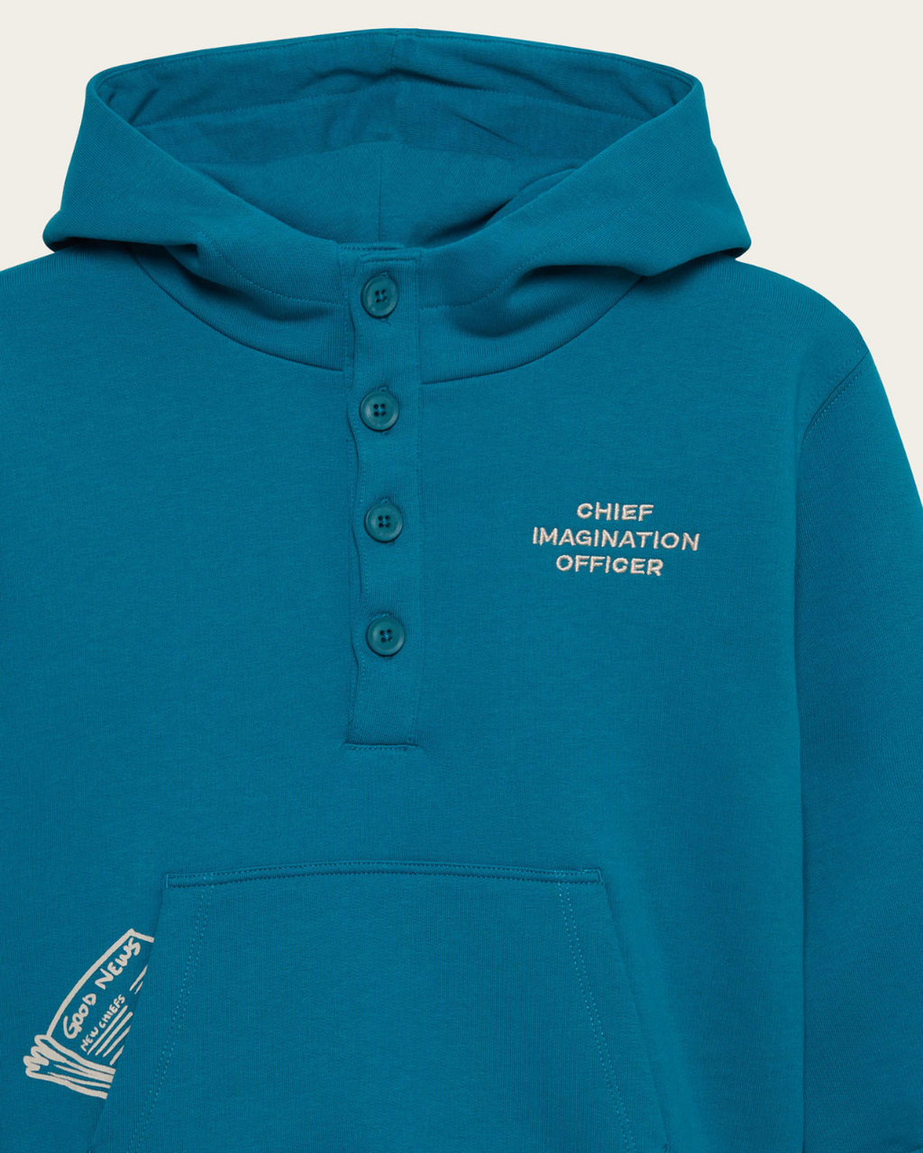 CHIEF IMAGINATION OFFICER Organik pamuk Mavi Kapüşonlu Hoodie Nº02