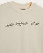 CHIEF IMAGINATION OFFICER Organik pamuk Uzun Kollu Krem T-Shirt Nº03