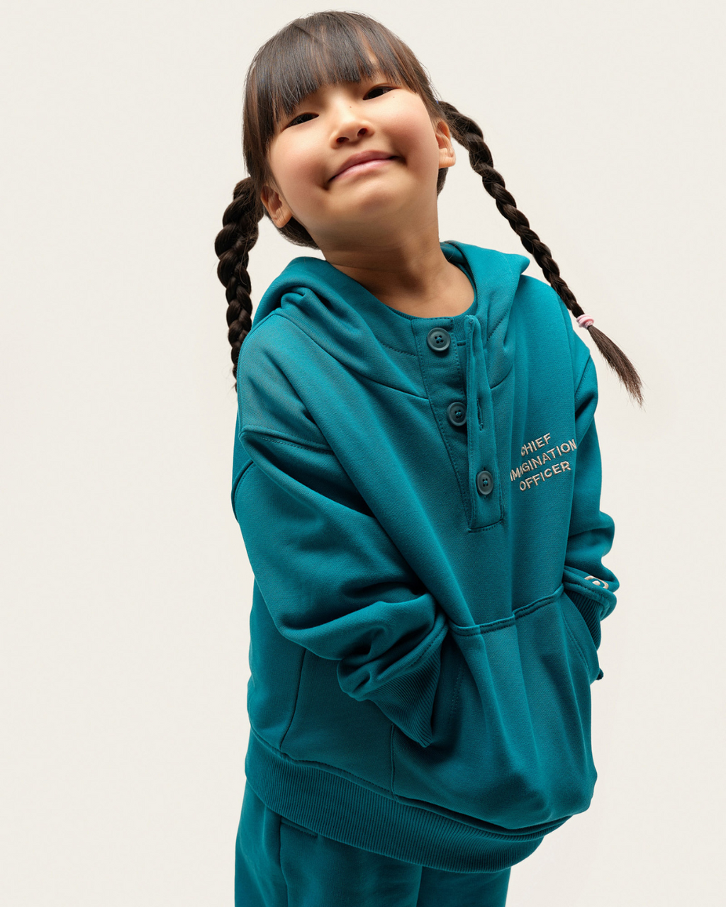 CHIEF IMAGINATION OFFICER Organik pamuk Mavi Kapüşonlu Hoodie Nº02