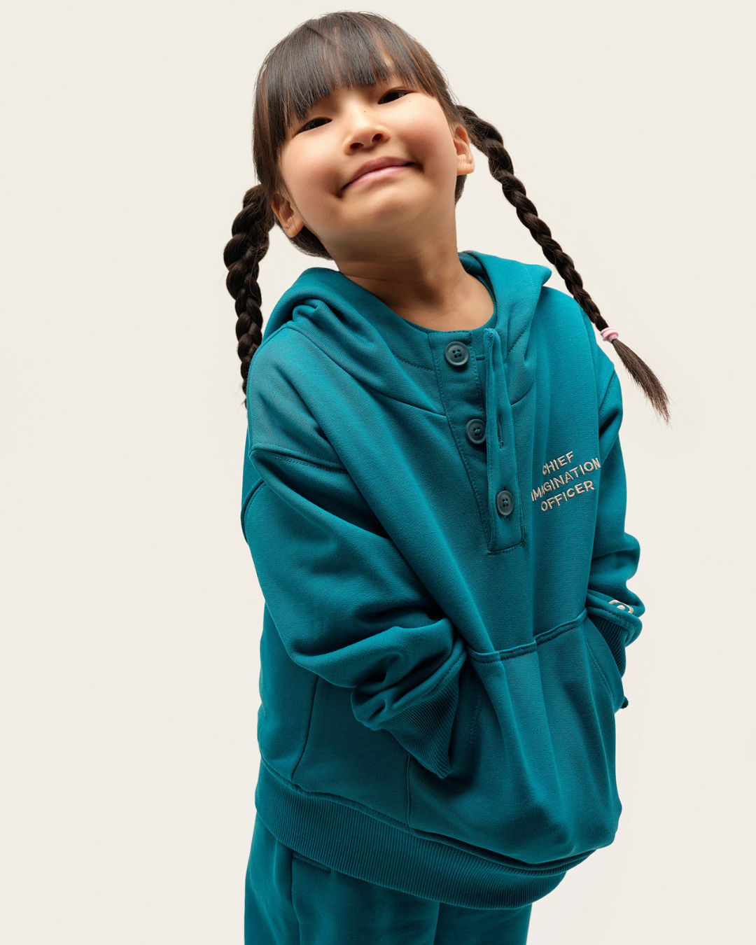 CHIEF IMAGINATION OFFICER Organik pamuk Mavi Kapüşonlu Hoodie Nº02
