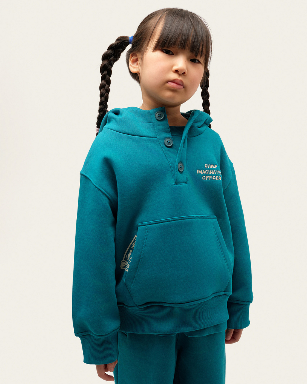 CHIEF IMAGINATION OFFICER Organik pamuk Mavi Kapüşonlu Hoodie Nº02