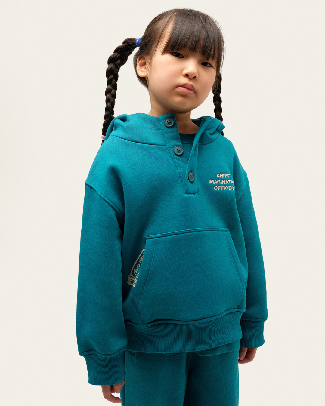CHIEF IMAGINATION OFFICER Organik pamuk Mavi Kapüşonlu Hoodie Nº02