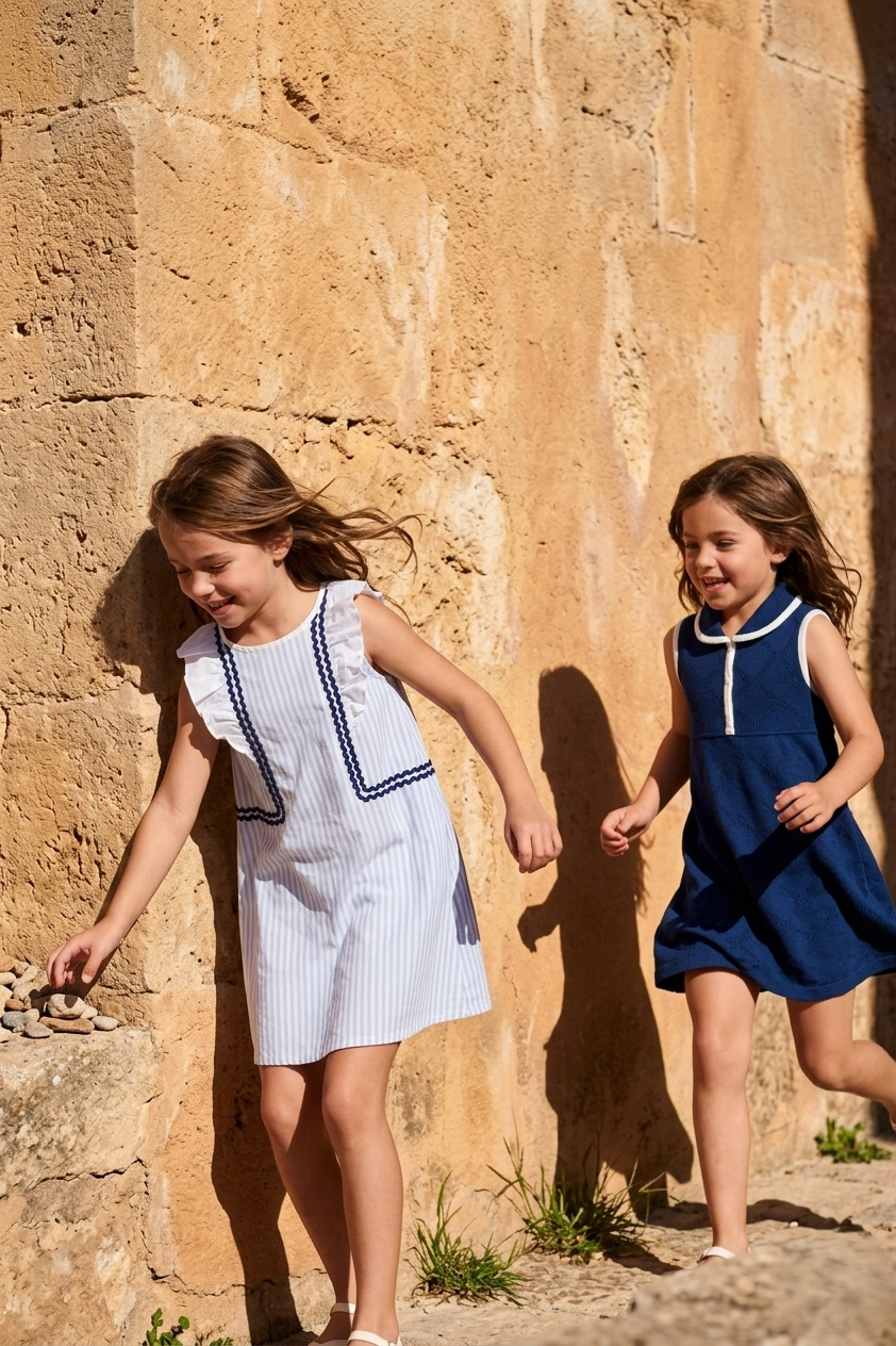EVERE KIDS Amélie Kolsuz Kumaş Çizgili Elbise