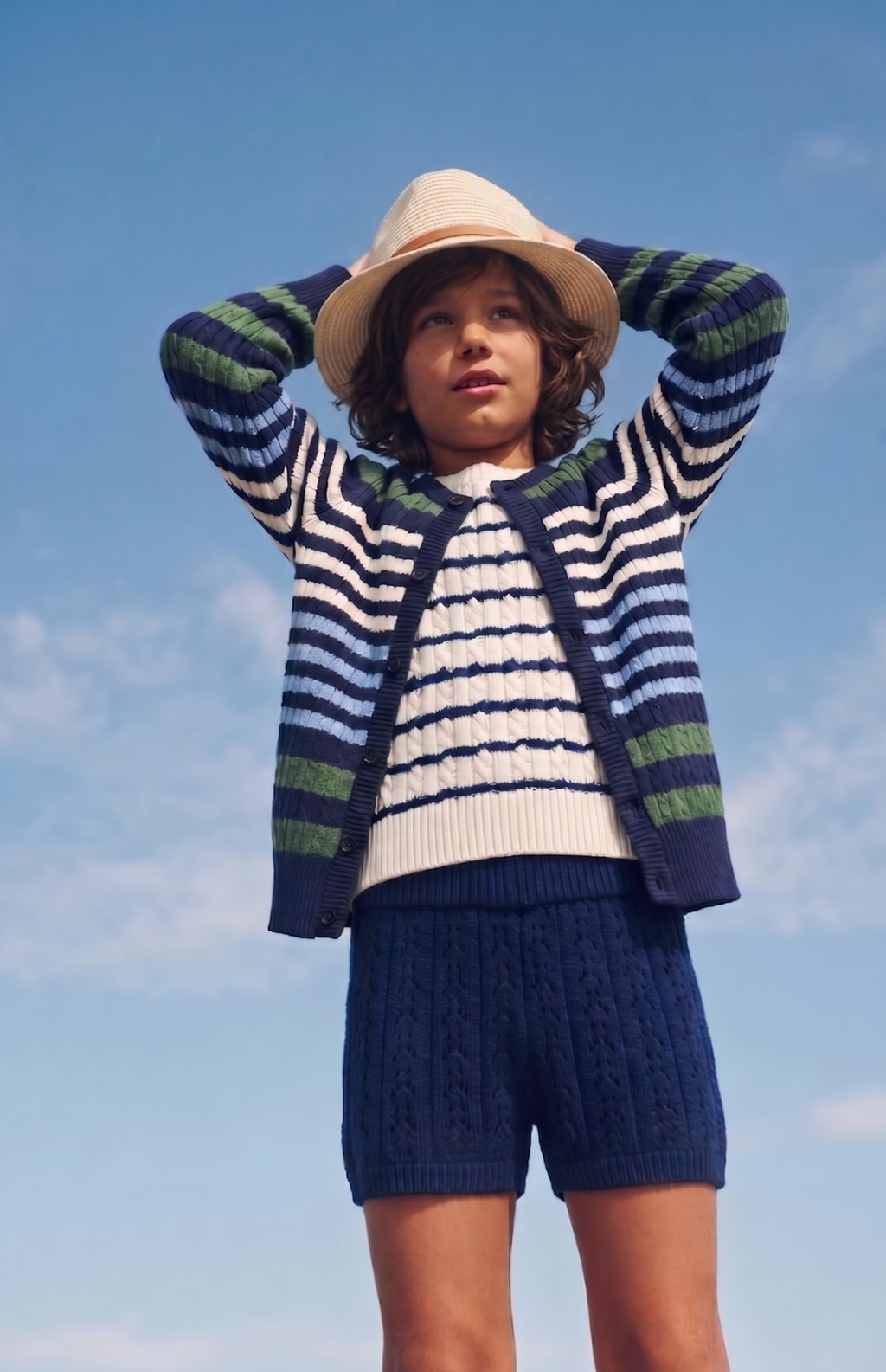 EVERE KIDS Unisex Wooly Saç Örgülü Çizgili Triko Hırka
