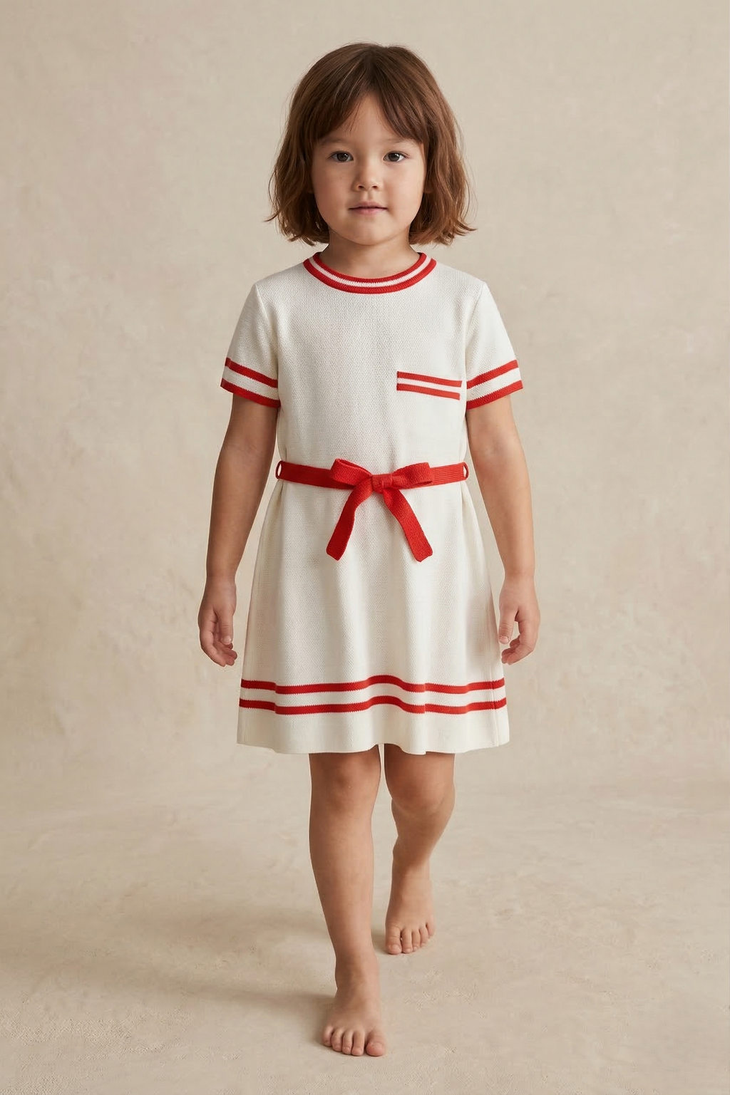 EVERE KIDS Etek Ucu Kol Ucu Çizgili Elbise: Cherry Racer ve Navy Dash