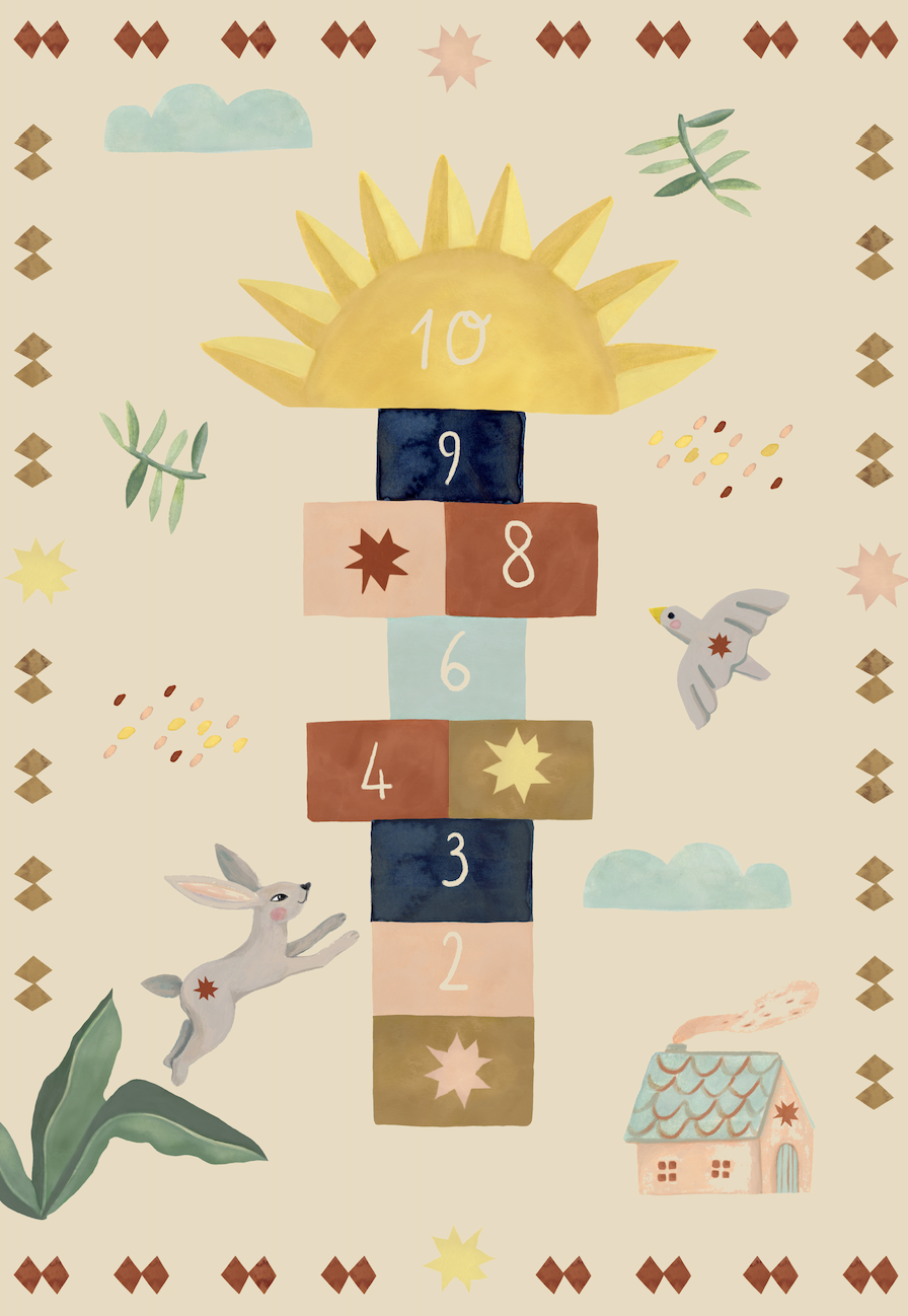 HUEPPI BUNNY HOPS SUN POPS HOPSCOTCH RUG