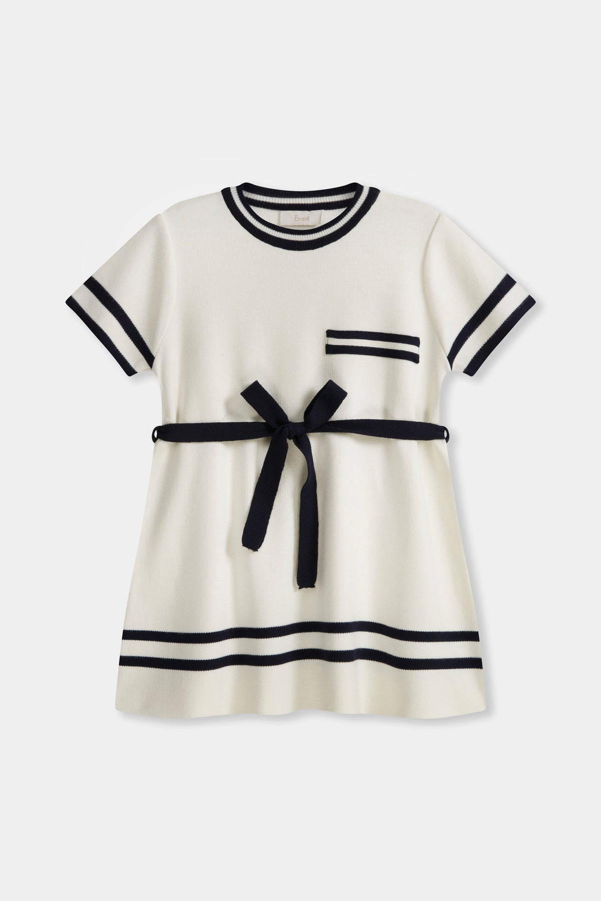 EVERE KIDS Etek Ucu Kol Ucu Çizgili Elbise: Cherry Racer ve Navy Dash